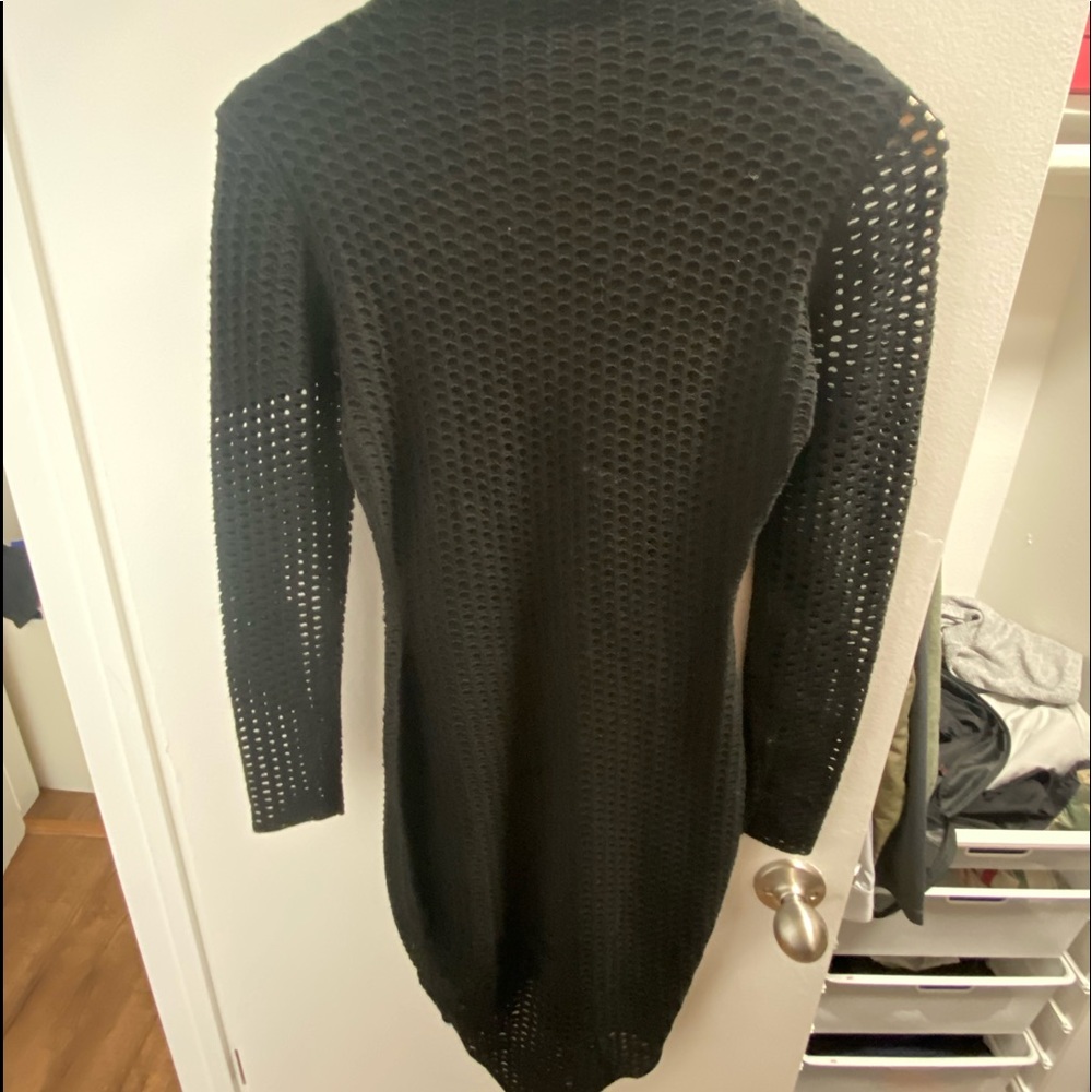 Black bodycon with mesh sleeves